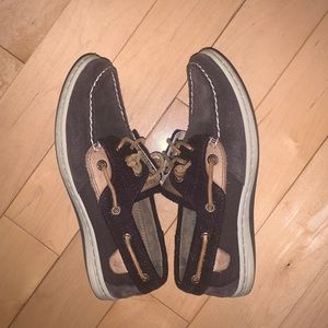 SPERRY plaid slip on boat shoe